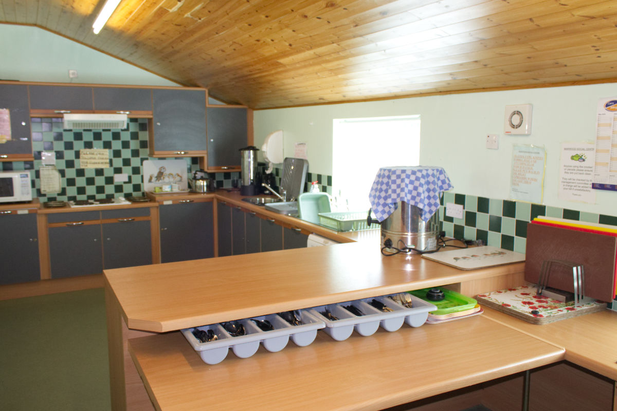 Inside the social club, the kitchen